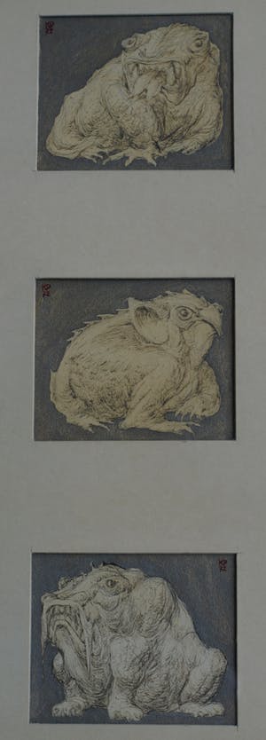 Klaas Pijlman - 3 Tekeningen , Fantasiedieren – gesigneerd & ingelijst - 1972 kopen? Bied vanaf 10!