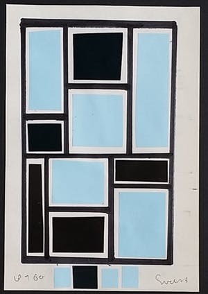 Siep van den Berg - Collage in zwart en blauw op papier kopen? Bied vanaf 125!