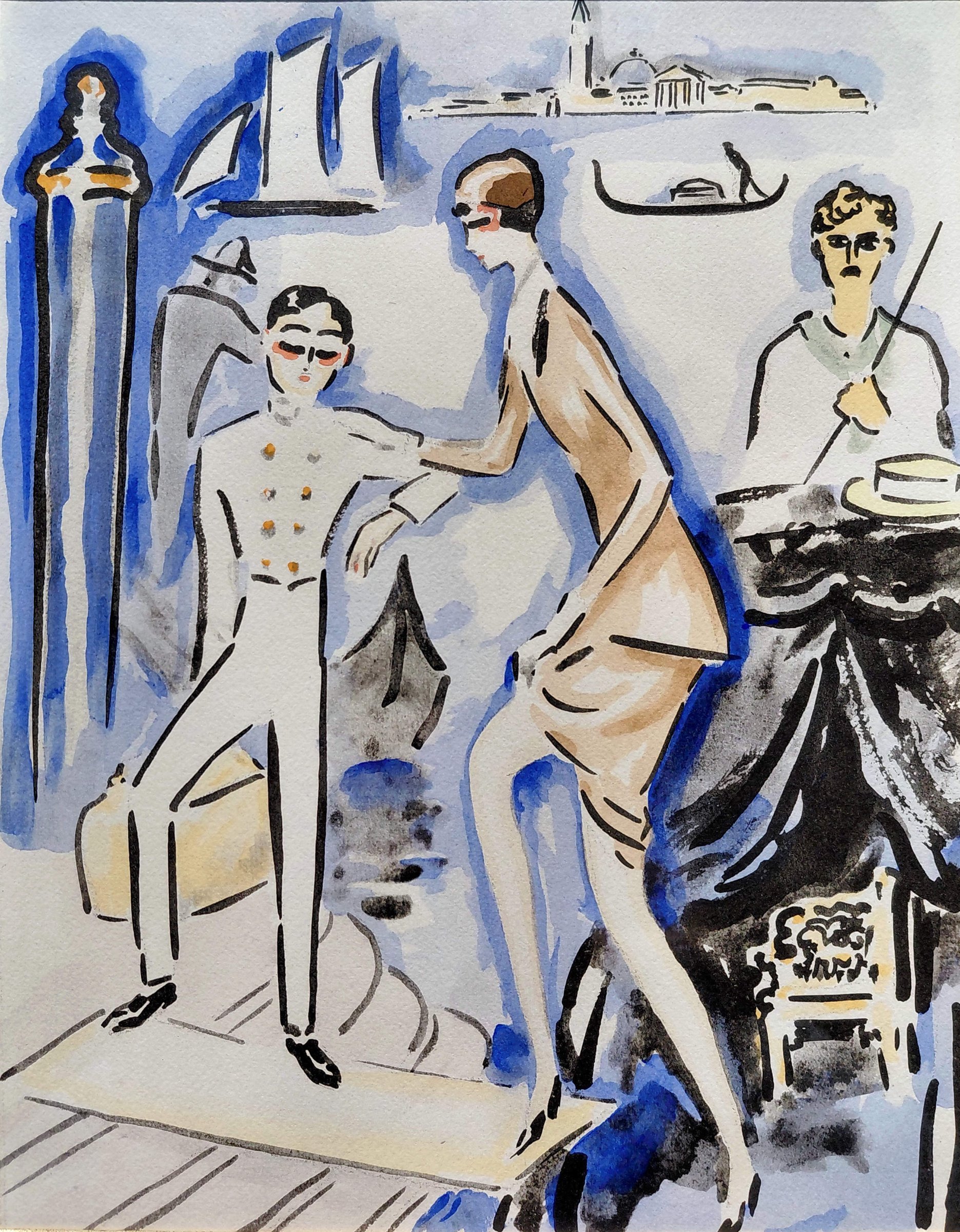 AcheterKees van Dongen - Venise, pochoir (zeer mooi ingelijst)? Enchérissez de 1100!