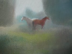 Alberto Taboada - Paarden aan de oever van de Waal -pastel 1977- kopen? Bied vanaf 1!