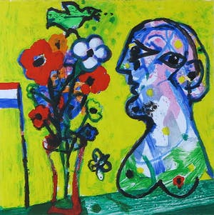 Hans Truijen - Zeefdruk, Bloemen voor Gea - Ingelijst kopen? Bied vanaf 50!