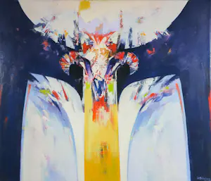 Wijnand Thönissen - Olieverf op doek, Zonder titel / Abstracte compositie - Ingelijst kopen? Bied vanaf 250!