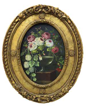 Niet of onleesbaar gesigneerd - Olieverf op doek, Boemstilleven - Ingelijst verkocht voor € 1!