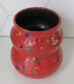 Niet of onleesbaar gesigneerd - Studio keramische rode en gespikkelde vaas kopen? Bied vanaf 1!