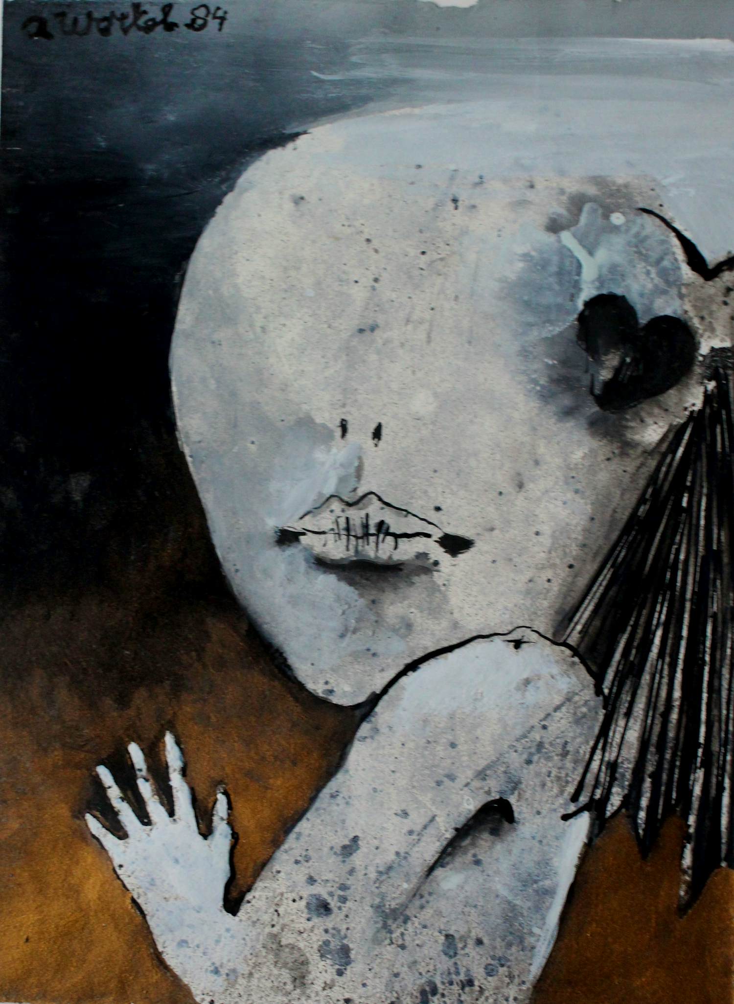 Ans Wortel - Gemengde techniek: "de vogel en ik die 't niet meer zie zitten''... - 1984 kopen? Bied vanaf 225!