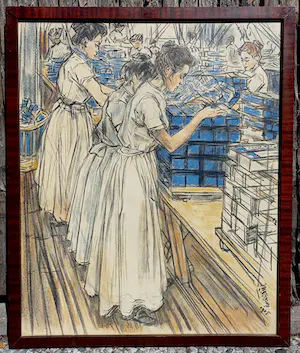 Jan Toorop - Inpakkerij in kaarsenfabriek, litho (netjes ingelijst) kopen? Bied vanaf 375!