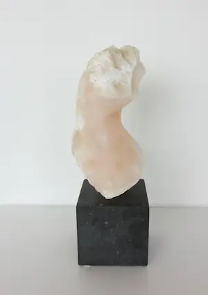 Angelo Moyano - Sculptuur van natuursteen / albast op sokkel, Vrouwentorso kopen? Bied vanaf 400!