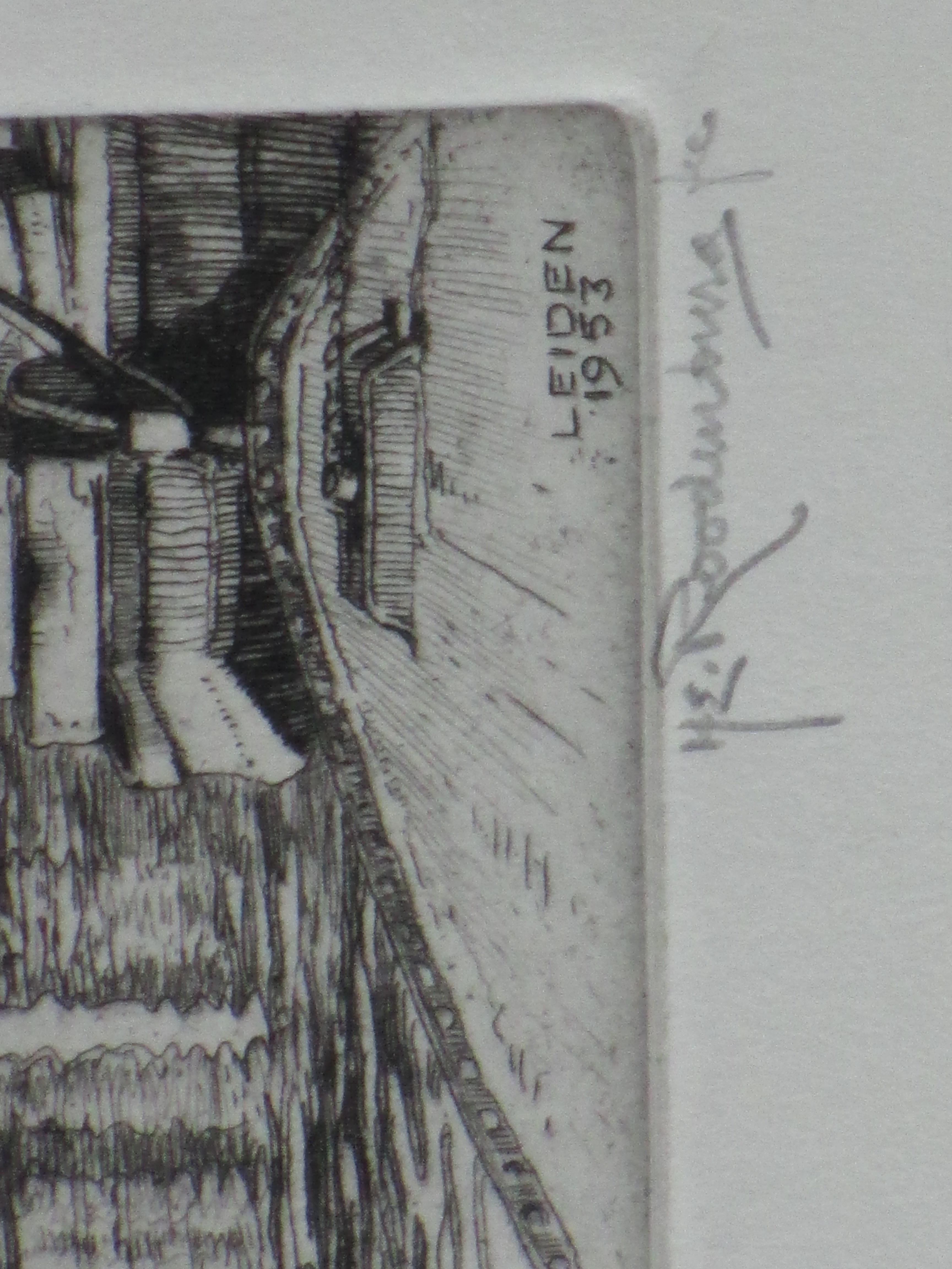 Hendrikus Roodenburg - Korenbeurs en Stadhuis Leiden - Ets kopen? Bied vanaf 40!