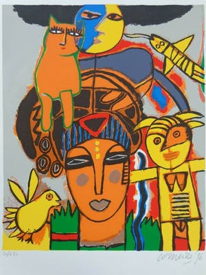 Corneille - ORANJE KAT / KLEURZEEFDRUK / 56x38cm / SIG / 1996 kopen? Bied vanaf 125!