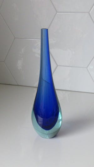 Flavio Poli - Seguso Vetri d'Arte - Blauwe Sommerso Druppelvaas kopen? Bied vanaf 10!