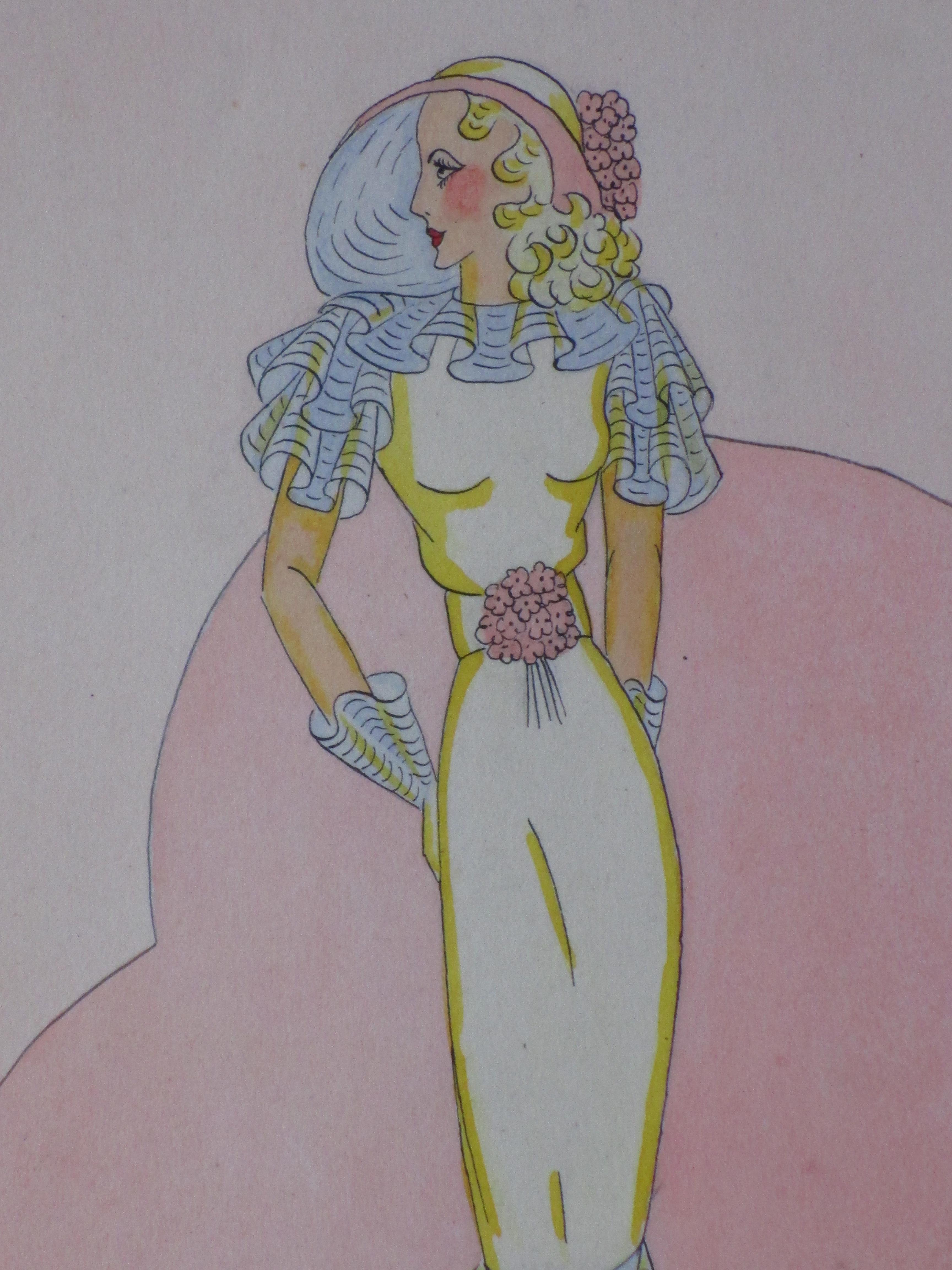 Niet of onleesbaar gesigneerd - Art Deco Dame - Gemengde techniek kopen? Bied vanaf 1!