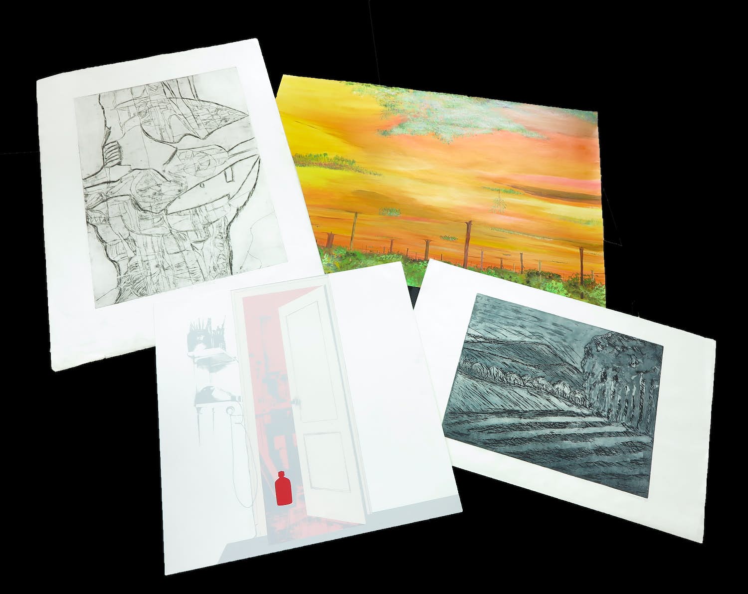 Ineke Calis - en andere! - Lot van vier grafische werken kopen? Bied vanaf 1!