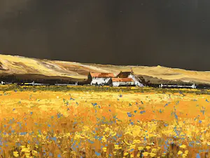John Horsewell - Panoramisch landschap met geel veld & dreigende lucht kopen? Bied vanaf 500!
