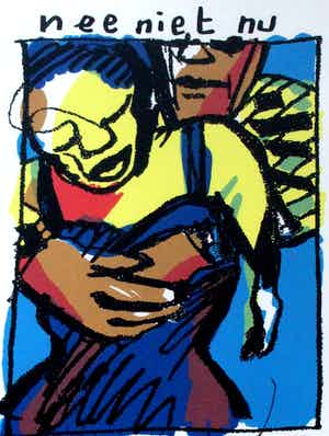 Herman Brood - ingelijste zeefdruk: Nee niet Nu verkocht voor € 295!