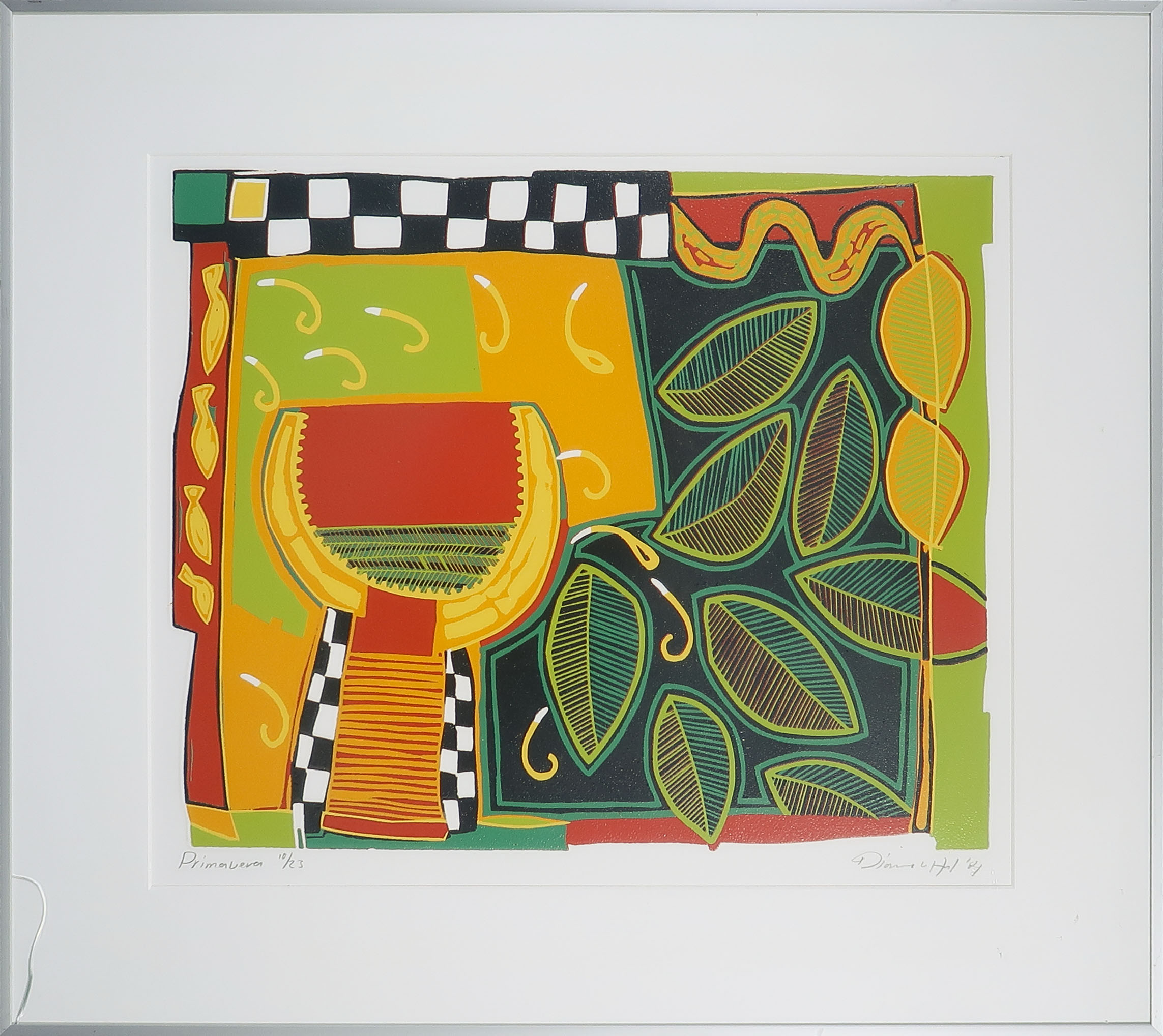 Diana van Hal - Zeefdruk, Primavera - Ingelijst verkocht voor € 20!