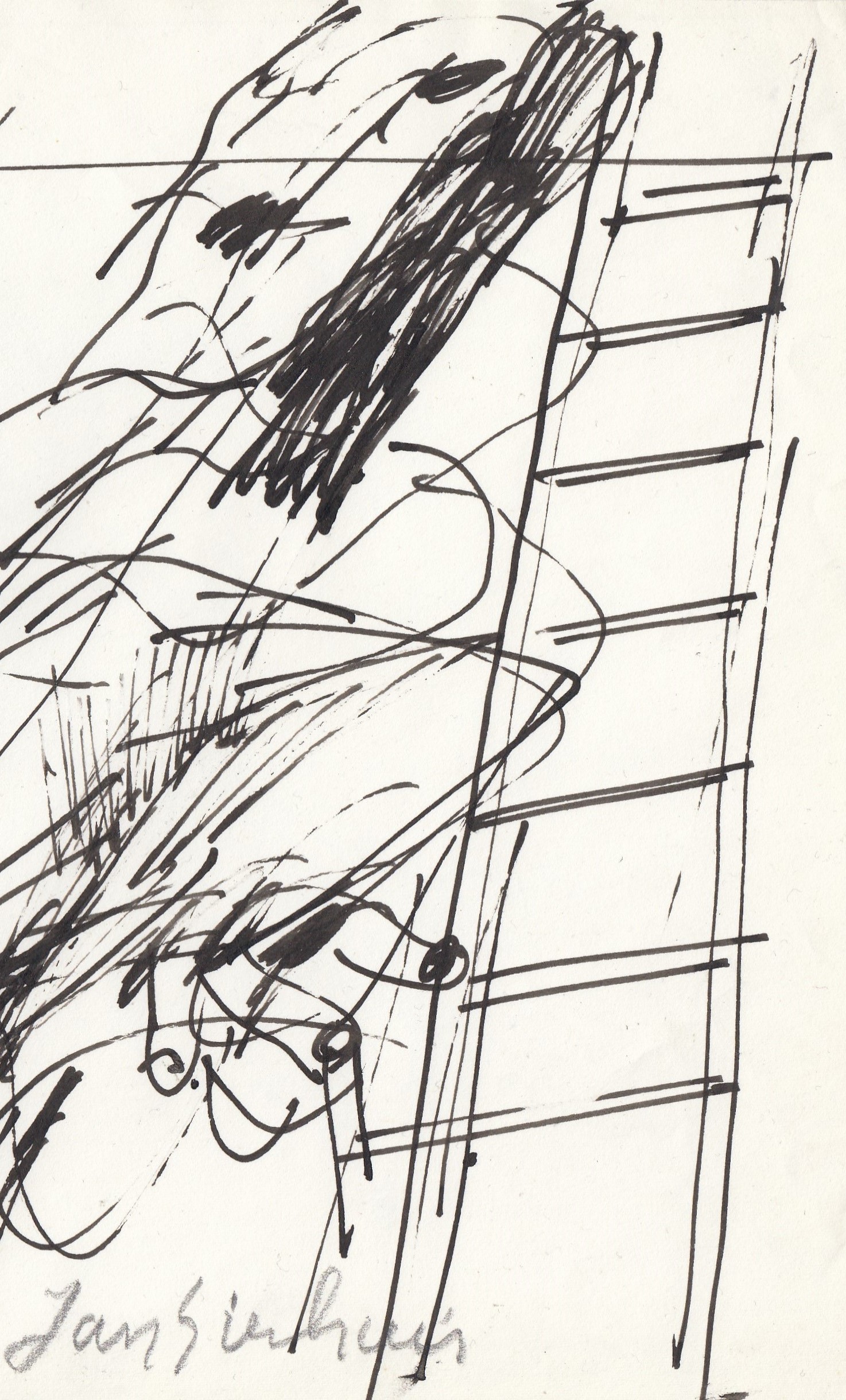 Jan Sierhuis - Inkt op papier - Abstracte Kompositie kopen? Bied vanaf 1!