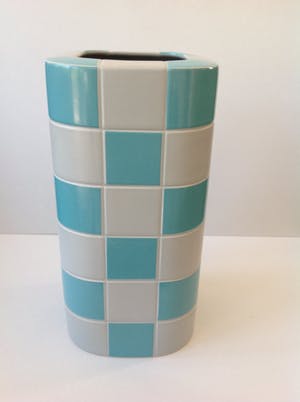 Rosenthal - Jan van der Vaart Grote Schaakbord Vaas turquoise/grijs porselein kopen? Bied vanaf 89!