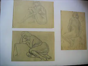 Hubert Bekman - "Nieuwe Haagse school" DRIE inktstudies "liggend Naakt" gesigneerd kopen? Bied vanaf 1!