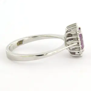 18k gouden ring met roze saffier en briljant geslepen diamant tot. 0.22ct kopen? Bied vanaf 850!