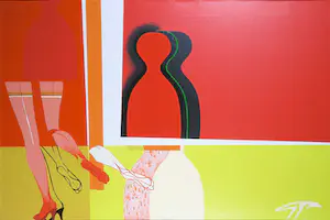 Adrian de Gijzel - Acryl op doek, Vlucht met kousen (Groot) kopen? Bied vanaf 1!