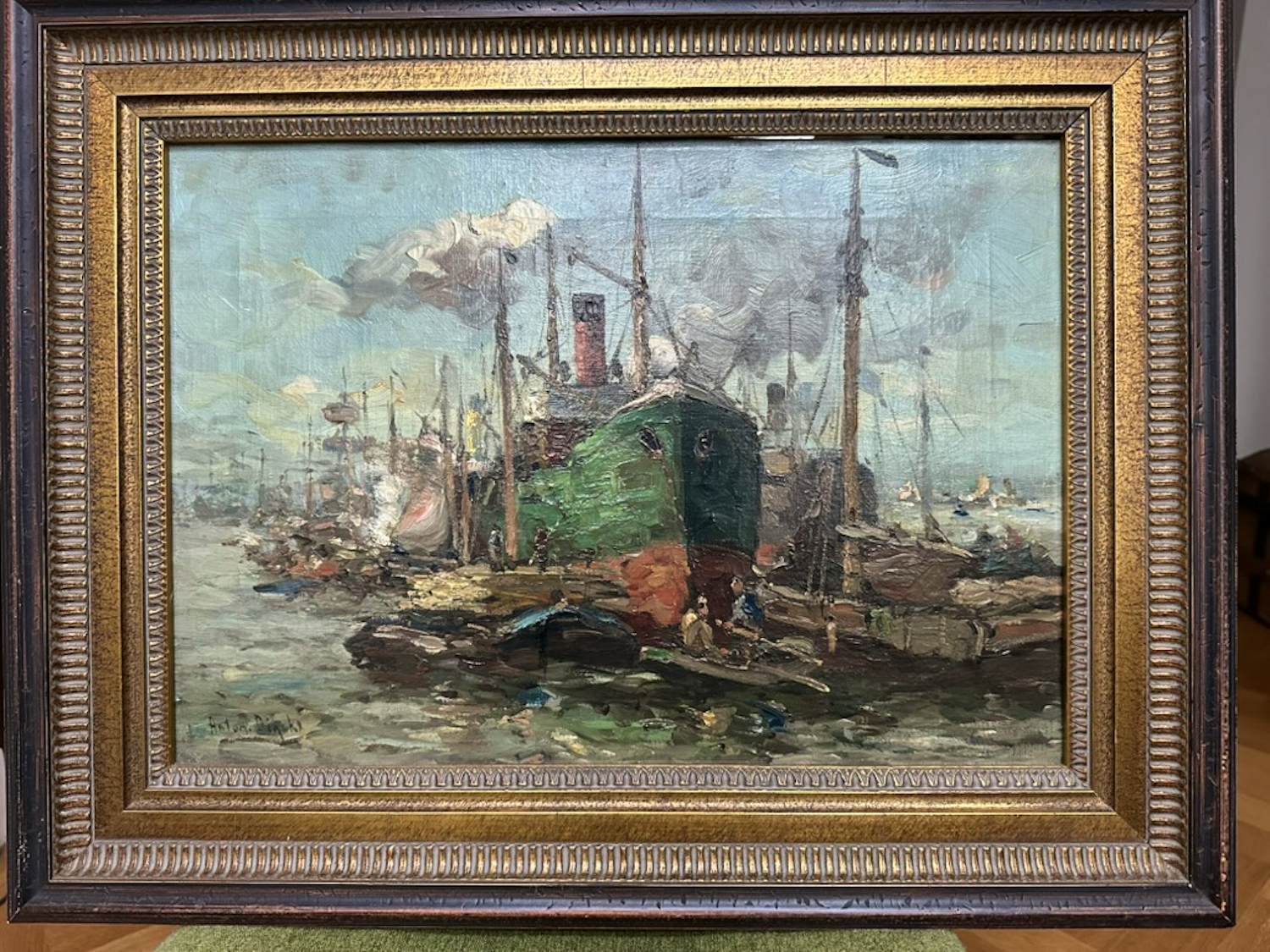 Anton Dirckx - S.S. Scipio op een warme dag in de Rijnhaven kopen? Bied vanaf 980!