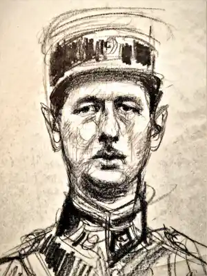 Jacques Pecnard - twee (2) fraaie gemengde technieken "general Charles de Gaulle" gesigneerd verkauft für € 44!