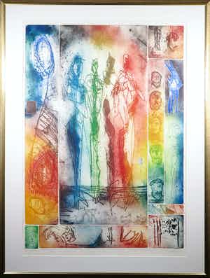 Ad Arma - Ets, The girls surround you with tender attention - Ingelijst (Zeer Groot) verkocht voor € 70!