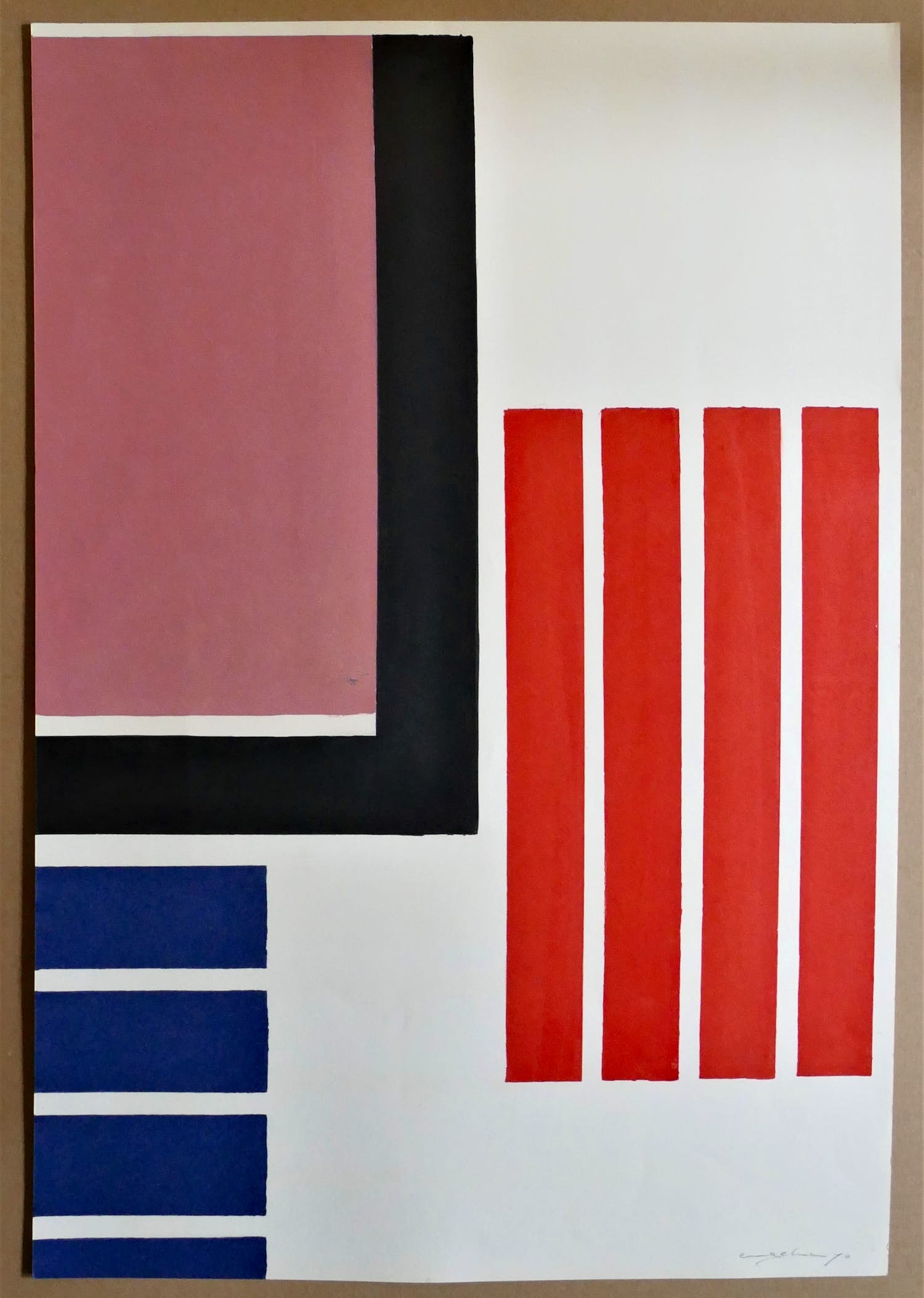 Adine Engelman - Geometrisch abstracte compositie. Monotype. verkocht voor € 85!