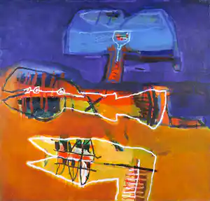 Geert Vrijdag - Olieverf op doek, Z.T. Abstracte compositie (Groot) verkocht voor € 160!