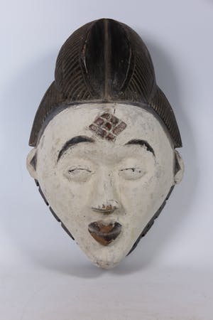 Punu - Hout, Wit feestmasker kopen? Bied vanaf 1!
