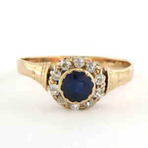 Acheter14k rood gouden ring met saffier en diamant 0.25 ct - rm 18? Enchérissez de 220!