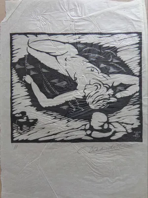 Daan de Vries - NAAKT / LOT VAN 3 STUKS / ZW-W HOUTSNEDE / SIG kopen? Bied vanaf 50!