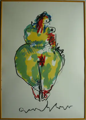 Anton Heyboer - Ingelijst , acrylverf en pastelkrijt , Moeder en Kind – Lijst, 71½ x 51½ cm. kaufen? Bieten Sie von 1!