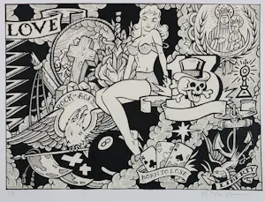 Henk Schiffmacher - Zeefdruk op papier, Pin up - Ingelijst kopen? Bied vanaf 150!