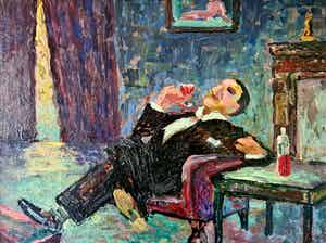 Niet of onleesbaar gesigneerd - Drinkende man verkocht voor € 1!