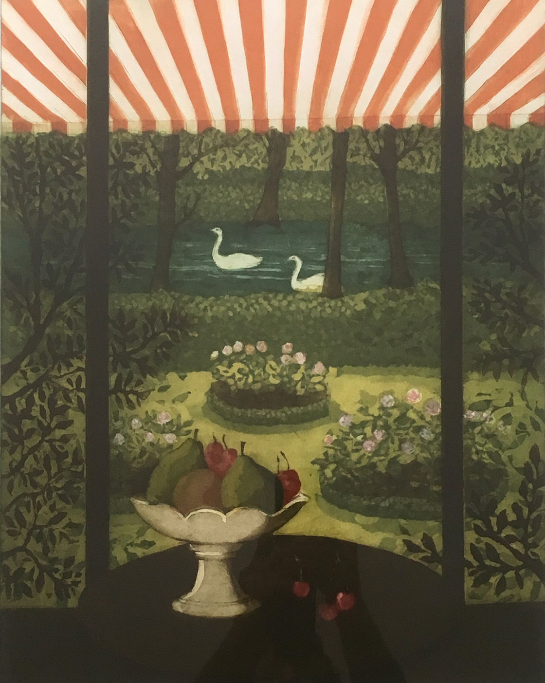 Laetitia de Haas - Kleurenlitho, Parkzicht, 1997 verkocht voor € 65!