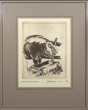 Ad Verstijnen - Ets, Gemeente Bestuur Boxtel - Ingelijst kopen? Bied vanaf 1!