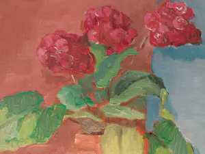 Wim Oepts - ''Stilleven met hortensia en blauwe spuitwater fles" kopen? Bied vanaf 2750!