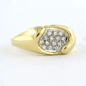 18k bicolor gouden ring bezet met single cut geslepen diamant tot. 0,14ct kopen? Bied vanaf 500!
