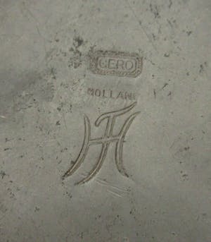 GERO - Art deco hand gehamerd tinnen bolvaasje ontwerp Theo Hooft kopen? Bied vanaf 18!