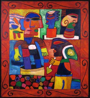 Clemens Briels - Acryl en collage op doek, A can of Italians (Groot) kopen? Bied vanaf 1000!