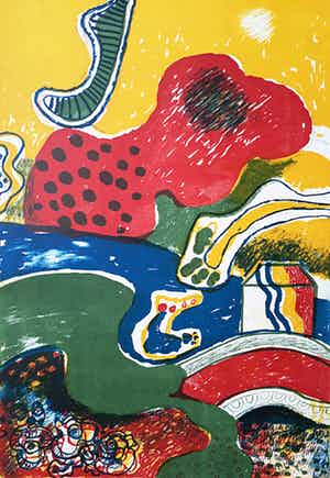 Jan Cobbaert - Fantasielandschap, litho verkocht voor € 1!