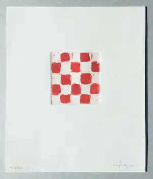 JCJ VANDERHEYDEN - handgesigneerde ets - 'Red checkerboard' - 2011 kopen? Bied vanaf 395!
