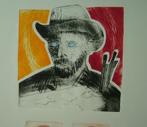 Arend van Dam - Kleuren ets op papier, getiteld "De grauwe staar van Vincent" 12/15 kopen? Bied vanaf 15!