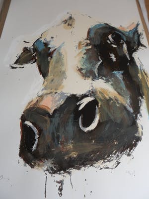 Theo Onnes - Zeefdruk. Titel. "Cow 2 ( Groot ) kopen? Bied vanaf 80!