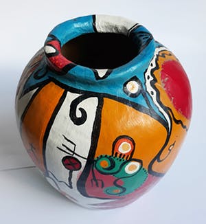 Miriam Slaats - Vaas, beschilderd karton/papier maché kopen? Bied vanaf 195!