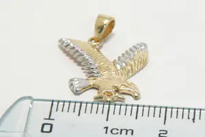 07 - Mooi gedetailleerde 14 karaat bi-color gouden adelaar hanger kopen? Bied vanaf 95!
