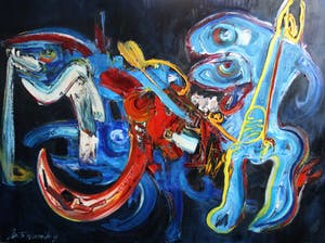 Jan te Wierik - Acryl op doek: fantasiefiguur - 1991 ( zeer groot!) kopen? Bied vanaf 3750!