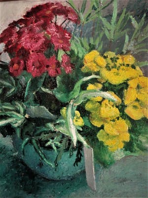 Louis van der Steen - 1939 - Krachtig geschilderd Stilleven verso een expressionistisch damesportret kopen? Bied vanaf 47!