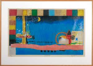 Theo Koster - Zeefdruk en collage, Nightfall - Ingelijst (Groot) verkocht voor € 50!